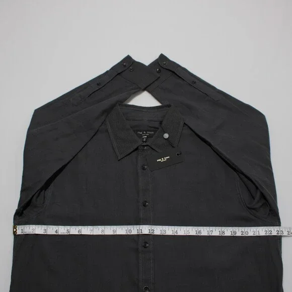 Rag & Bone NWT Finch Gauze Casual Button Down Shirt Size M in Dark Gray Stripes